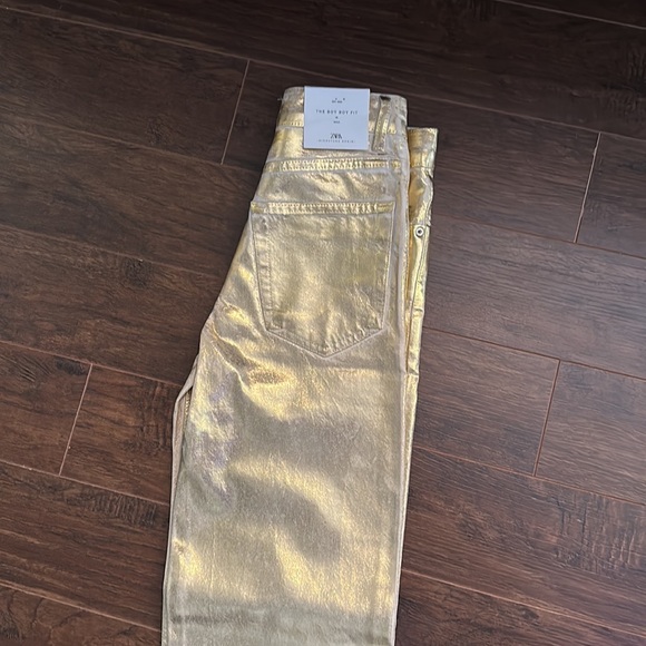 Zara | The boy boy fit gold chrome jeans - Picture 2 of 5